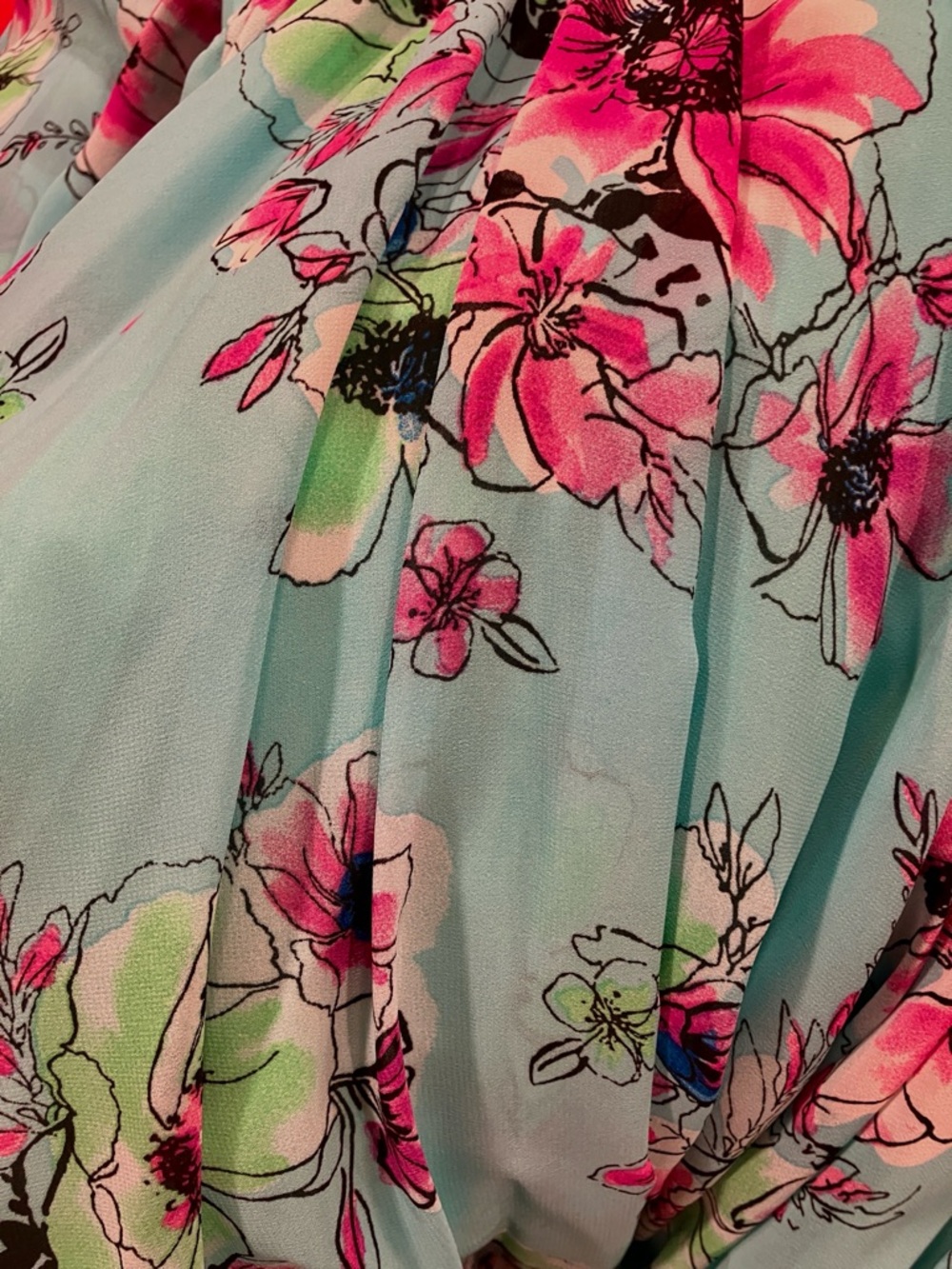 Meghan LA Turquoise Floral Maxi Dress with Pink Blooms - Picture 3 of 3